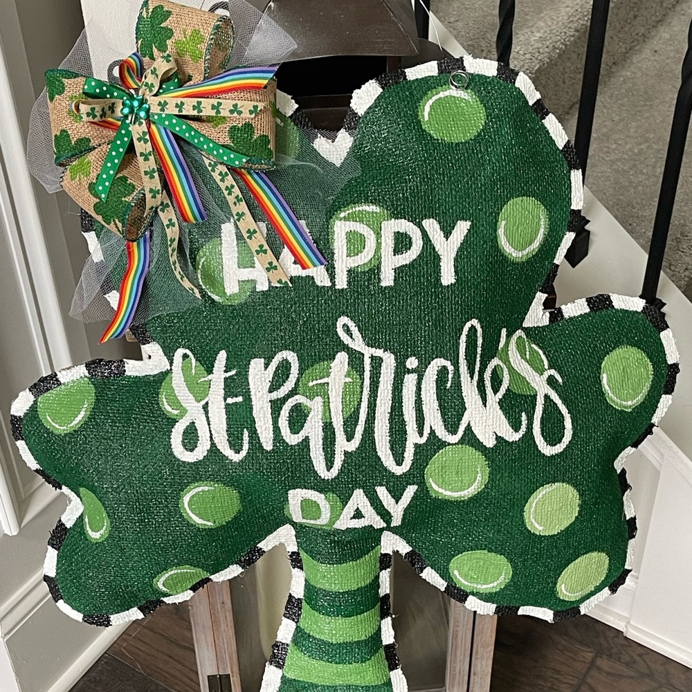 Festive Green and White Shamrock Holiday Decor